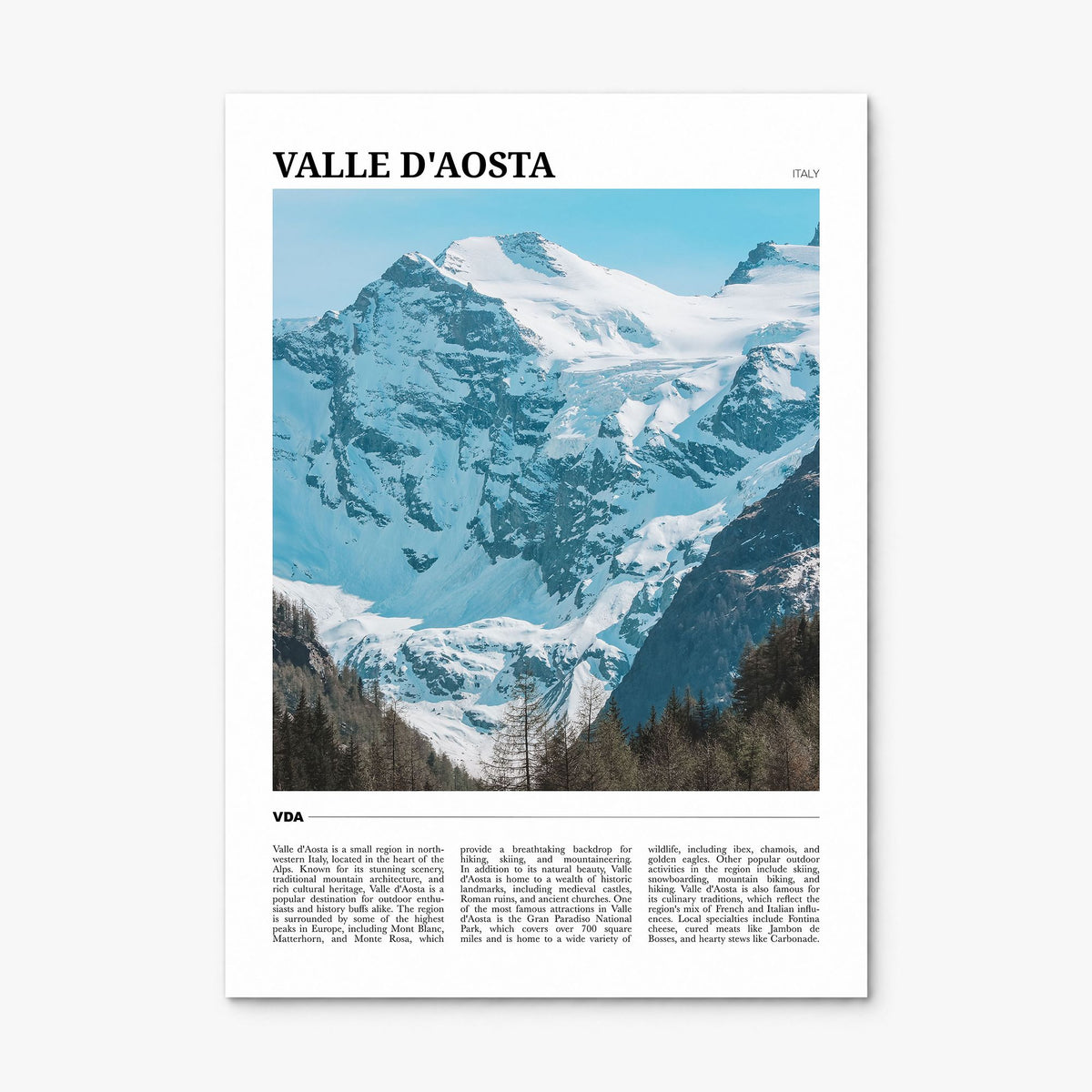 Valle d'Aosta Travel Poster, print only (unframed)