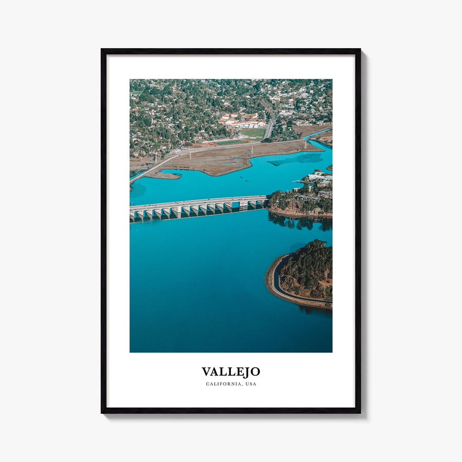 Vallejo colorful classic poster of California, USA – vertical wall art, unframed print shown in interior mockup