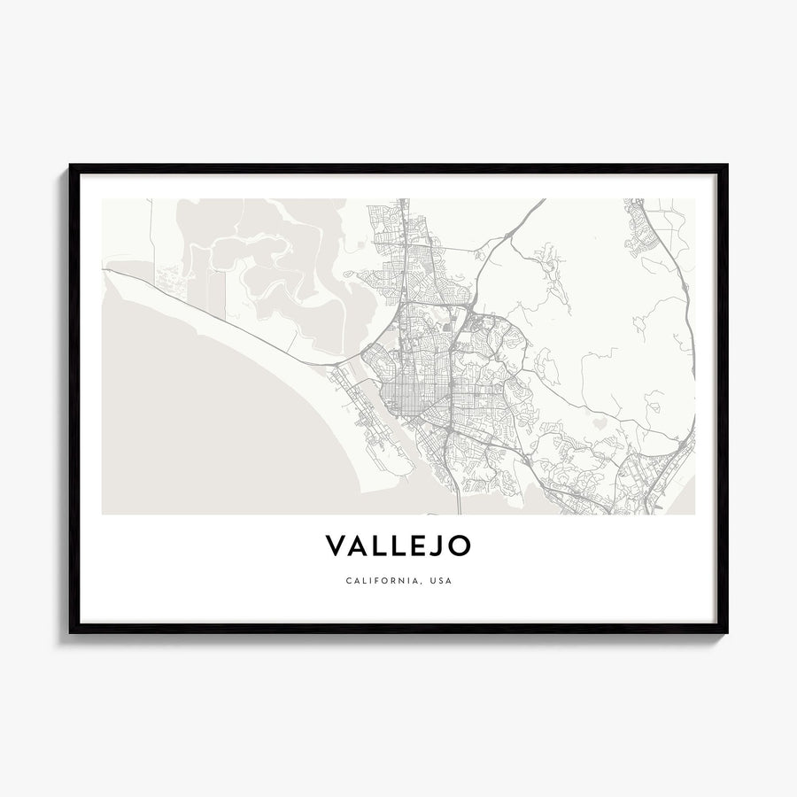 Vallejo Map Poster, framed poster mockup