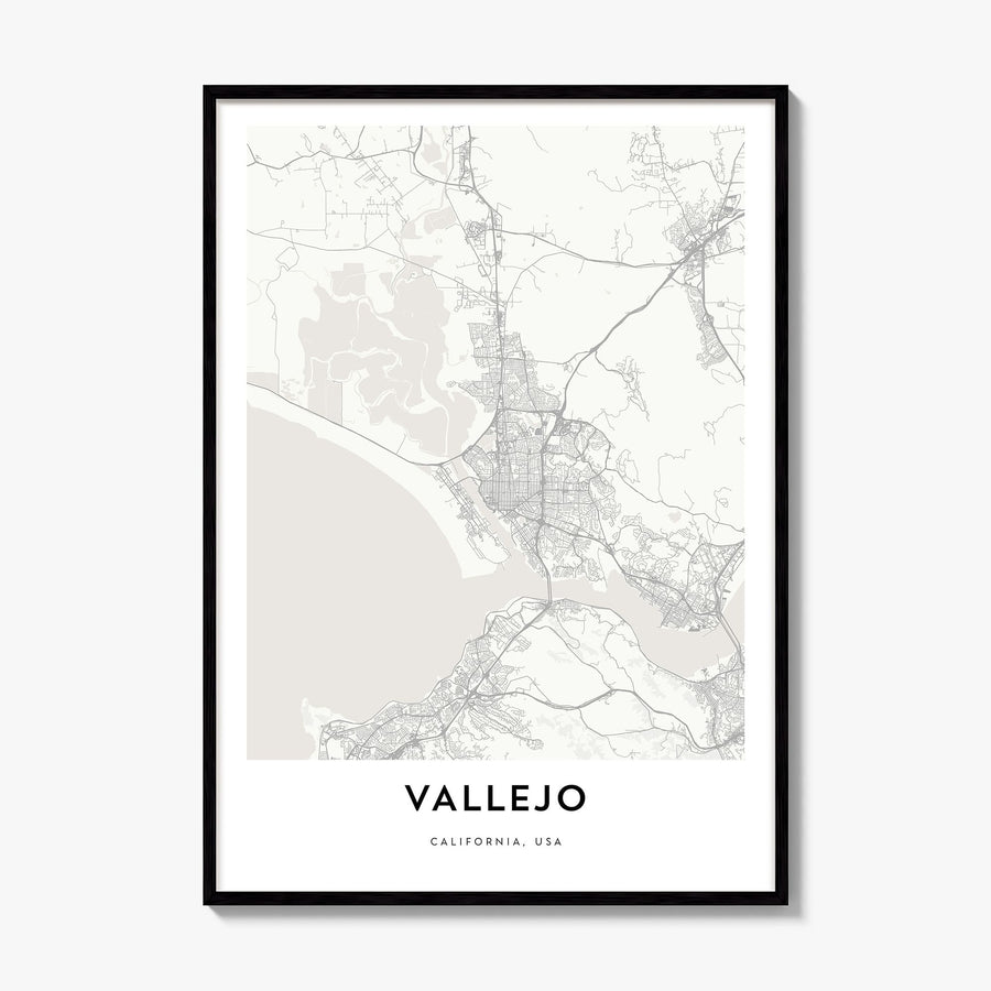 Vallejo Map Poster, framed poster mockup
