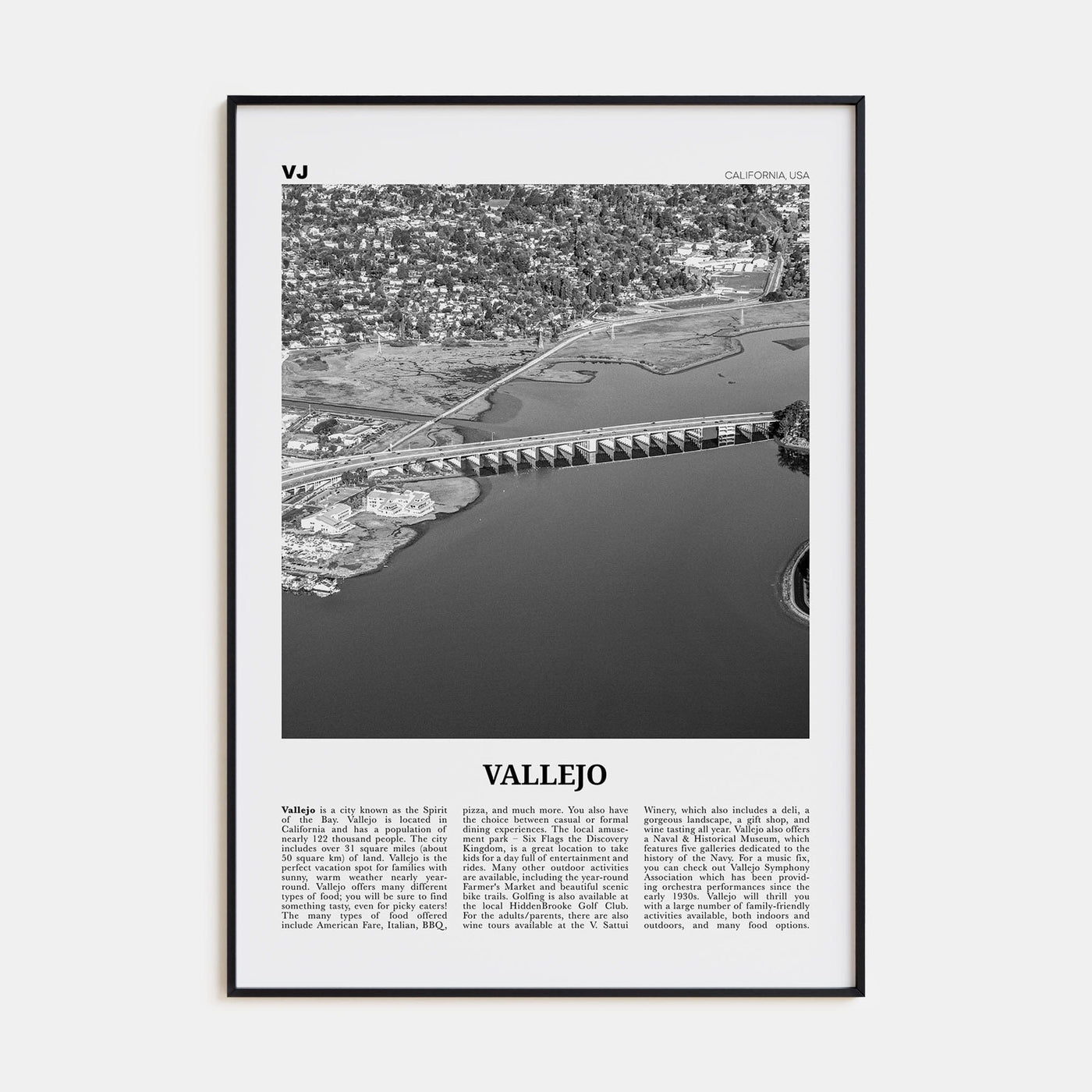 Vallejo Poster Black Metal / 8x12 in Nbourhood Travel B&W Poster