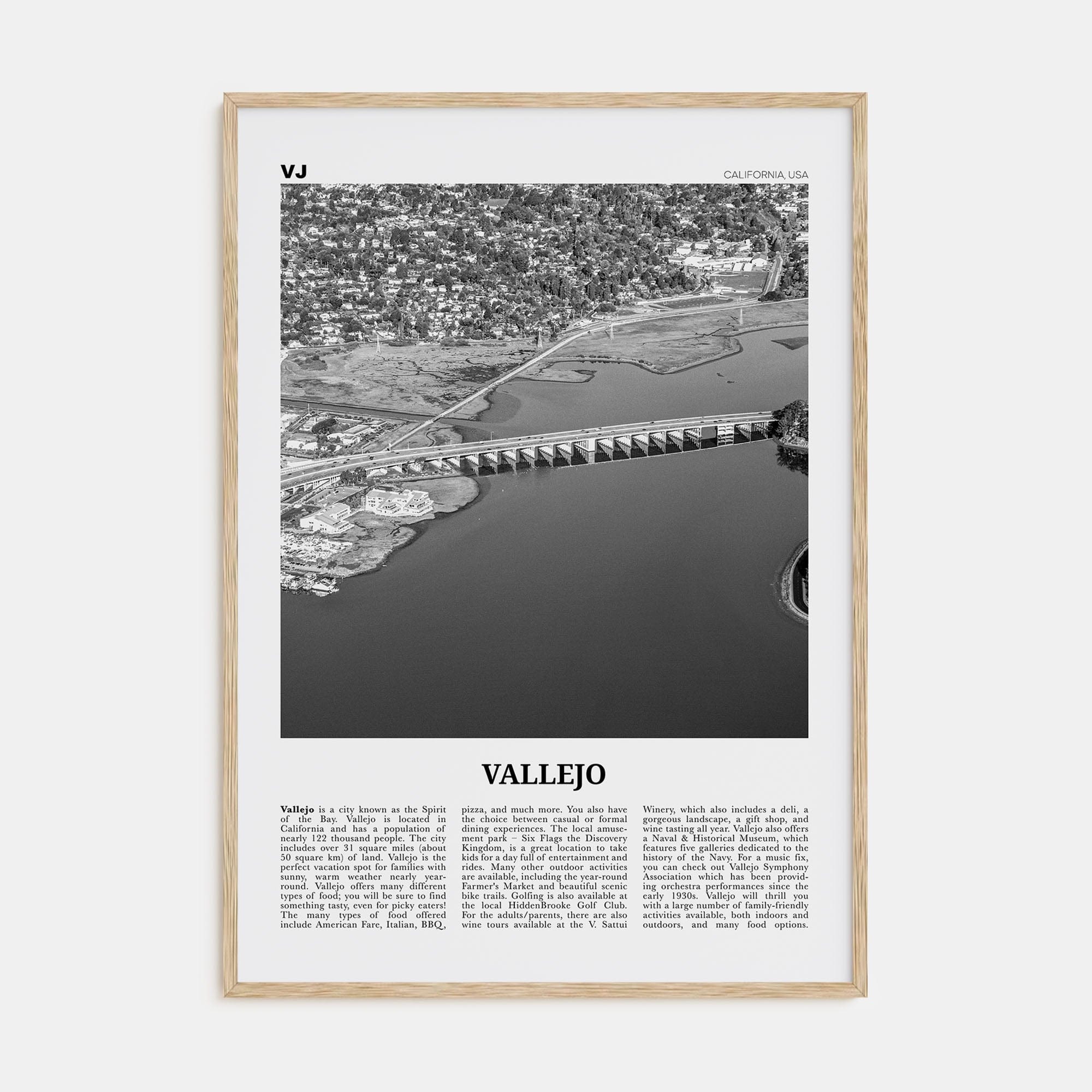 Vallejo Poster Natural Wood / 8x12 in Nbourhood Travel B&W Poster