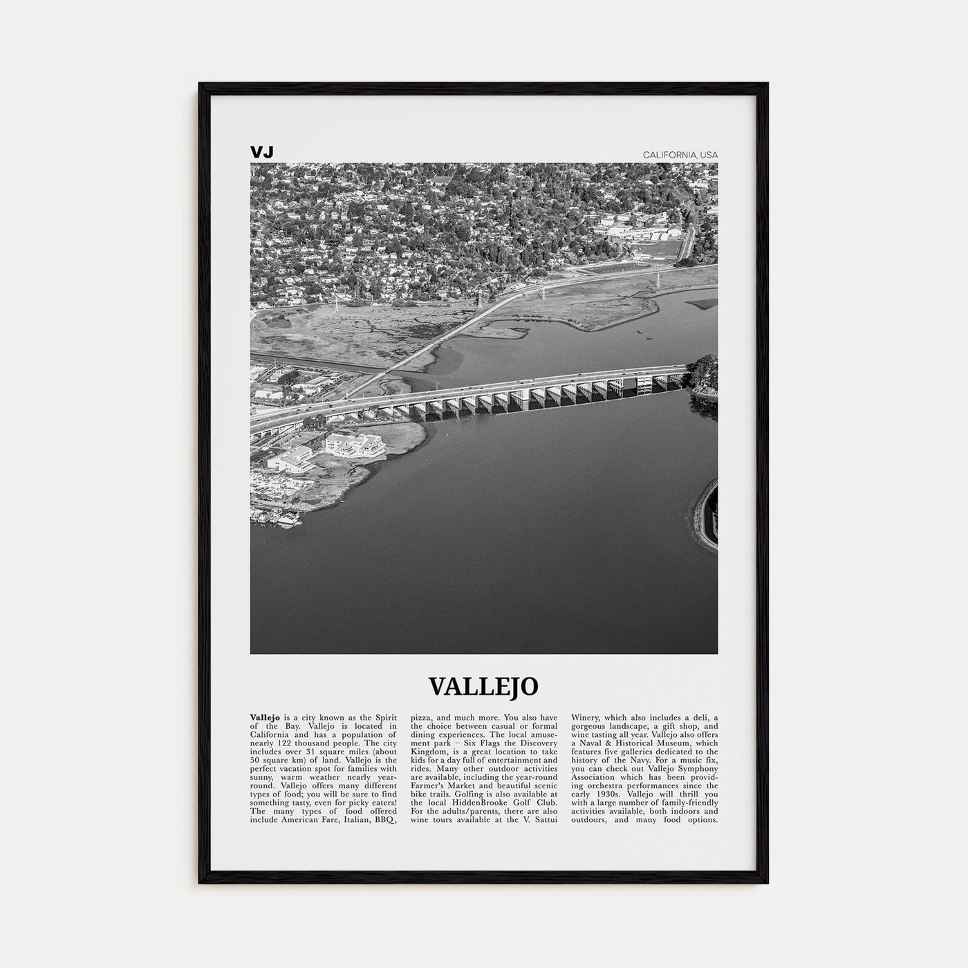 Vallejo Poster Black Wood / 8x12 in Nbourhood Travel B&W Poster