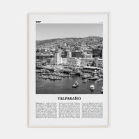 Valparaíso Poster White Wood / 8x12 in Nbourhood Travel B&W Poster