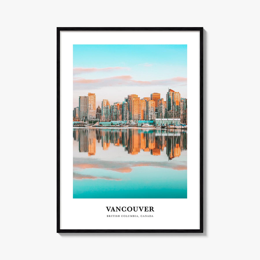 Vancouver, Canada no. 1 colorful classic poster of Canada – vertical wall art, unframed print shown in interior mockup