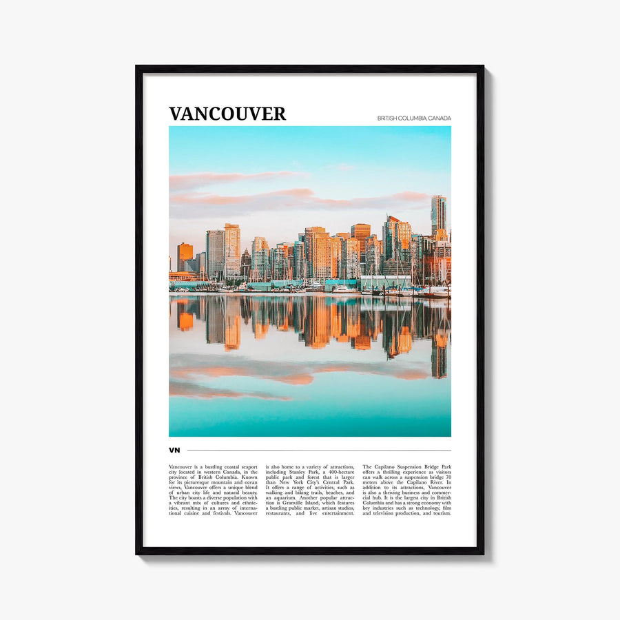 Vancouver, Canada no. 1 colorful travel poster of Canada – vertical wall art, unframed print shown in interior mockup