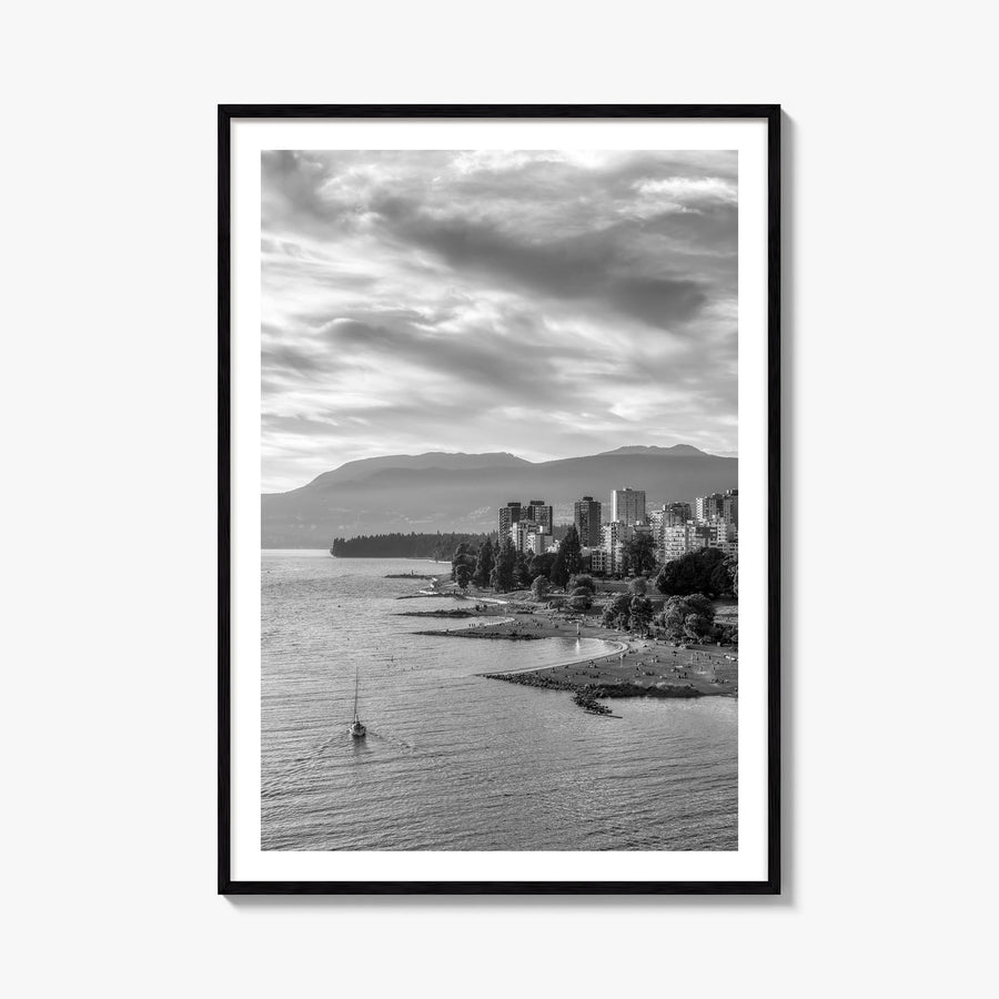 Vancouver, Canada no. 2 black & white photo poster of Canada – vertical wall art, unframed print shown in interior mockup
