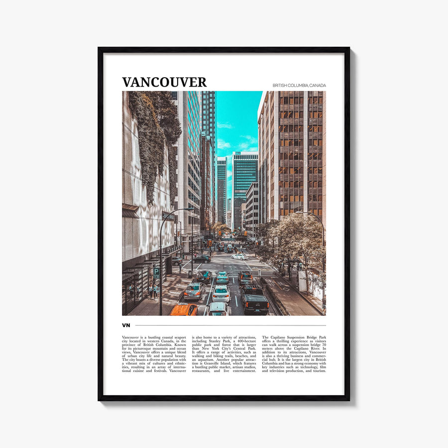 Vancouver, Canada no. 2 colorful travel poster of Canada – vertical wall art, unframed print shown in interior mockup