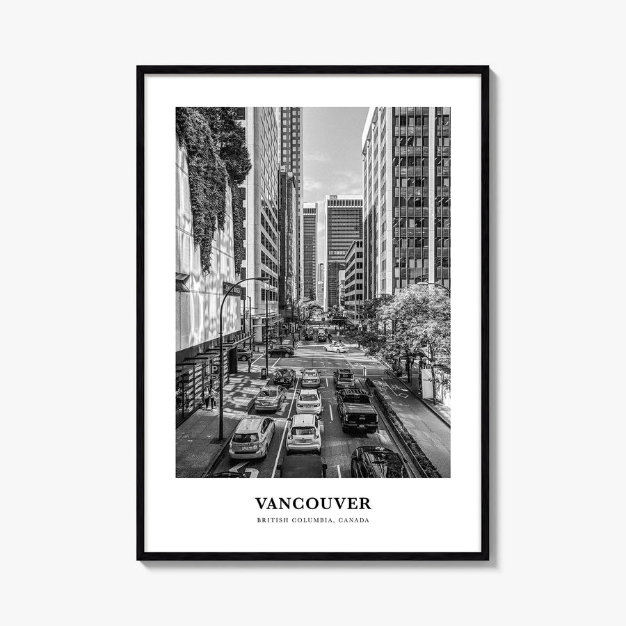 Vancouver, Canada no. 3 black & white classic poster of Canada – vertical wall art, unframed print shown in interior mockup