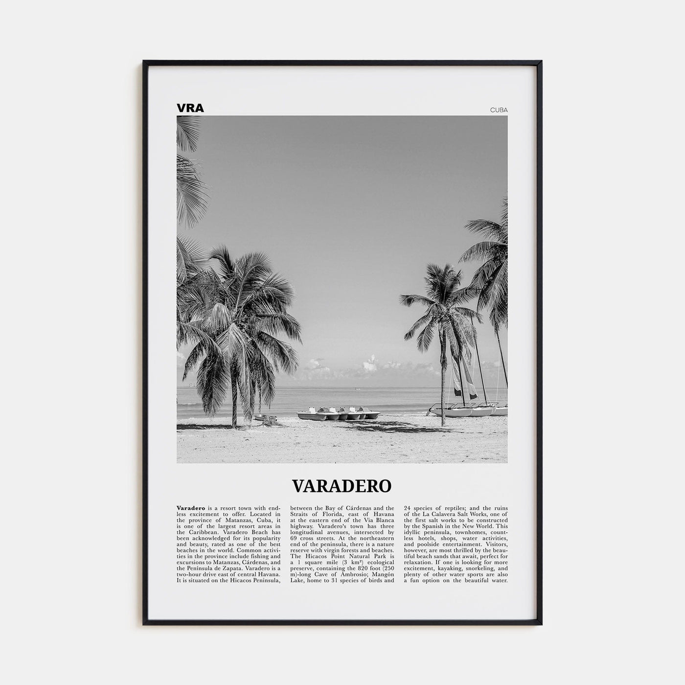 Varadero Poster Black Metal / 8x12 in Nbourhood Travel B&W Poster