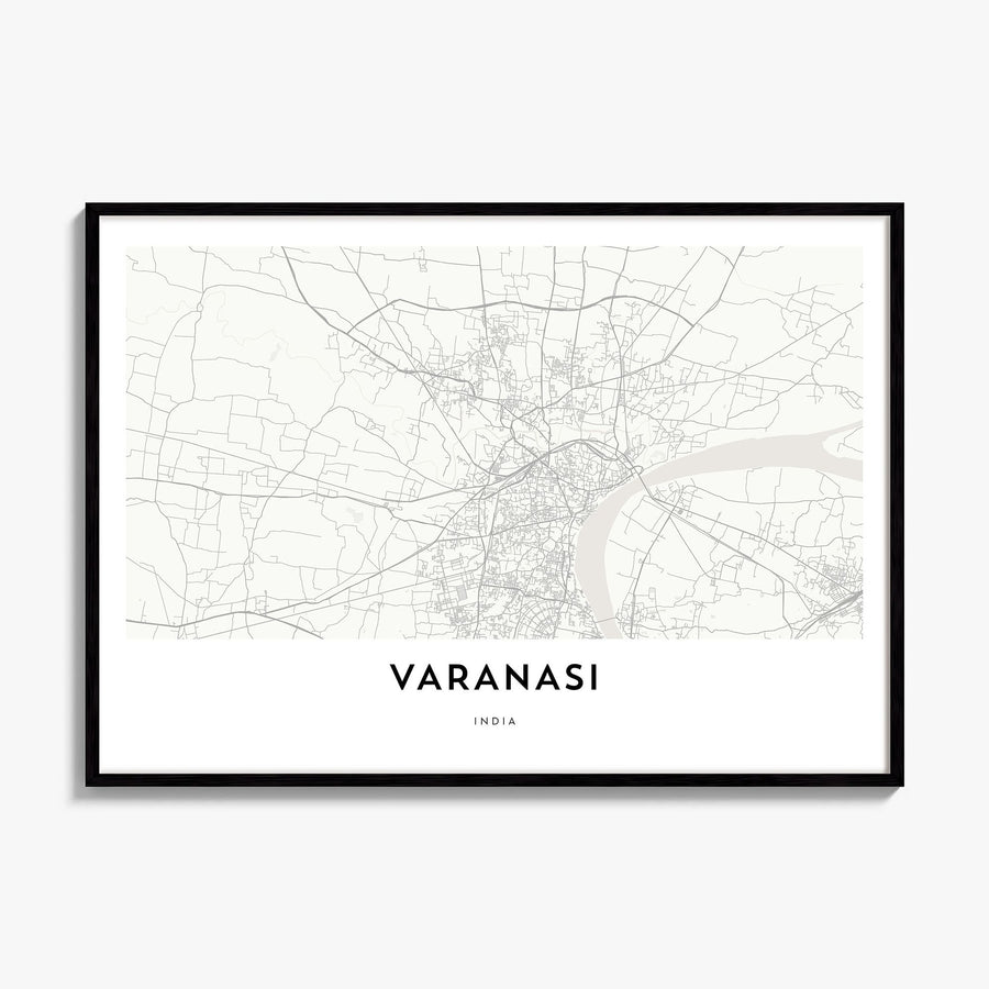 Varanasi Map Poster, framed poster mockup