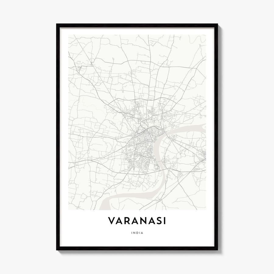 Varanasi Map Poster, framed poster mockup