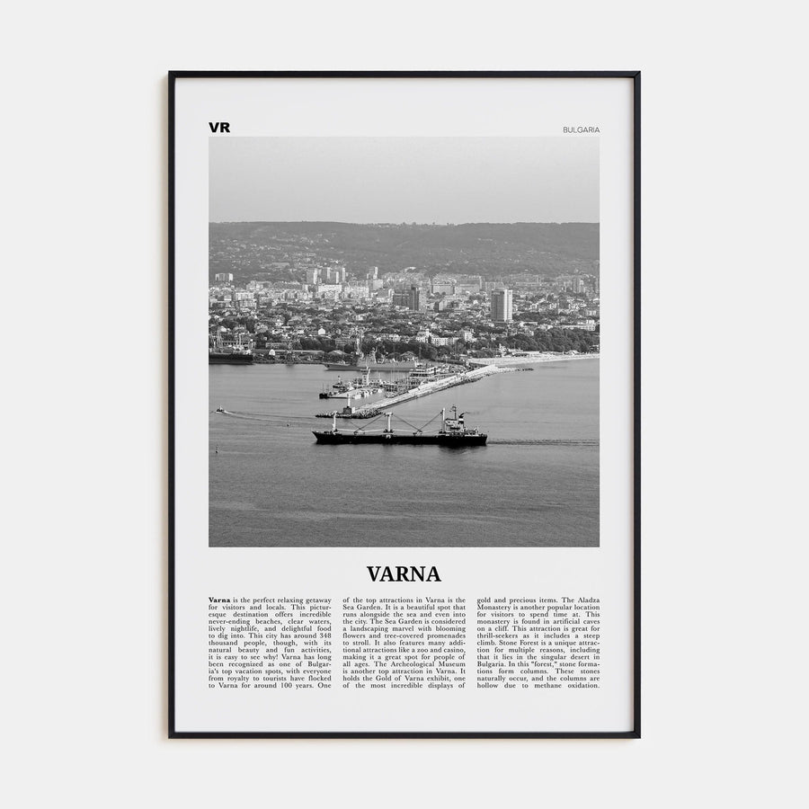 Varna Poster Black Metal / 8x12 in Nbourhood Travel B&W Poster