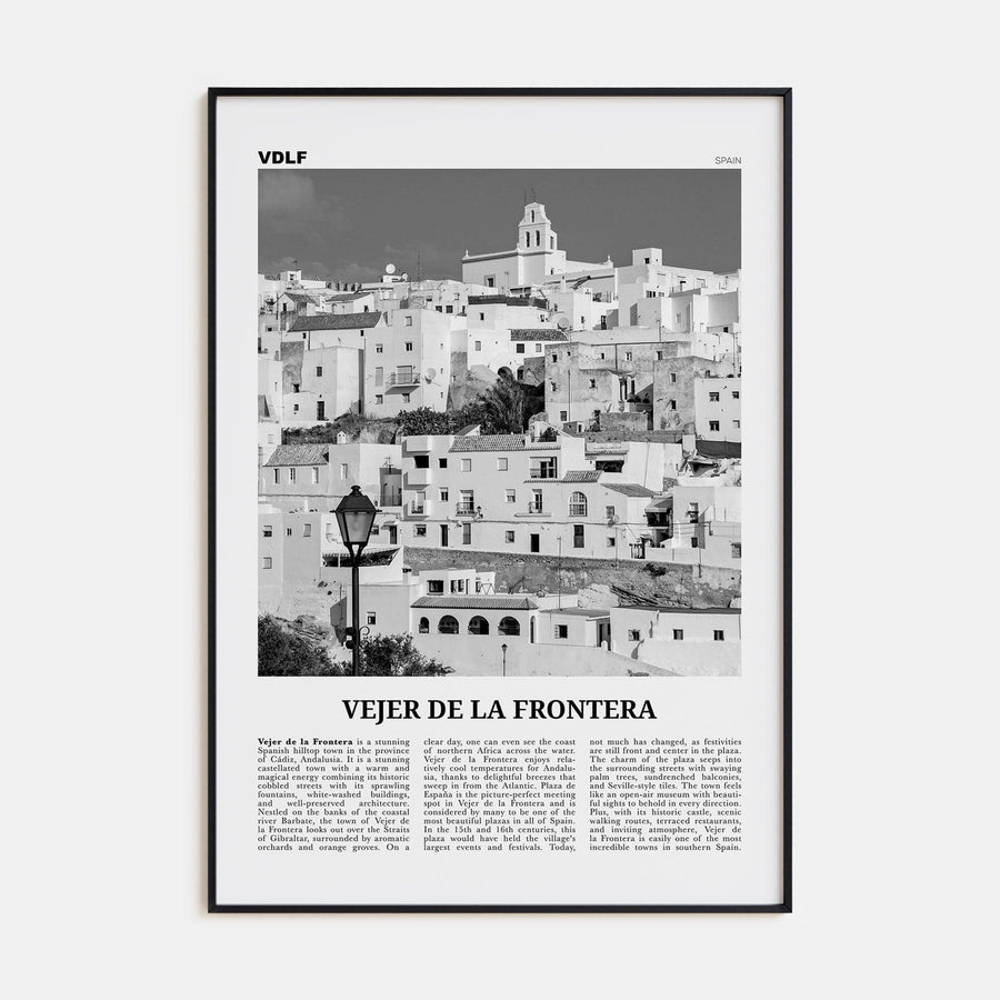 Vejer de la Frontera Poster Black Metal / 8x12 in Nbourhood Travel B&W Poster