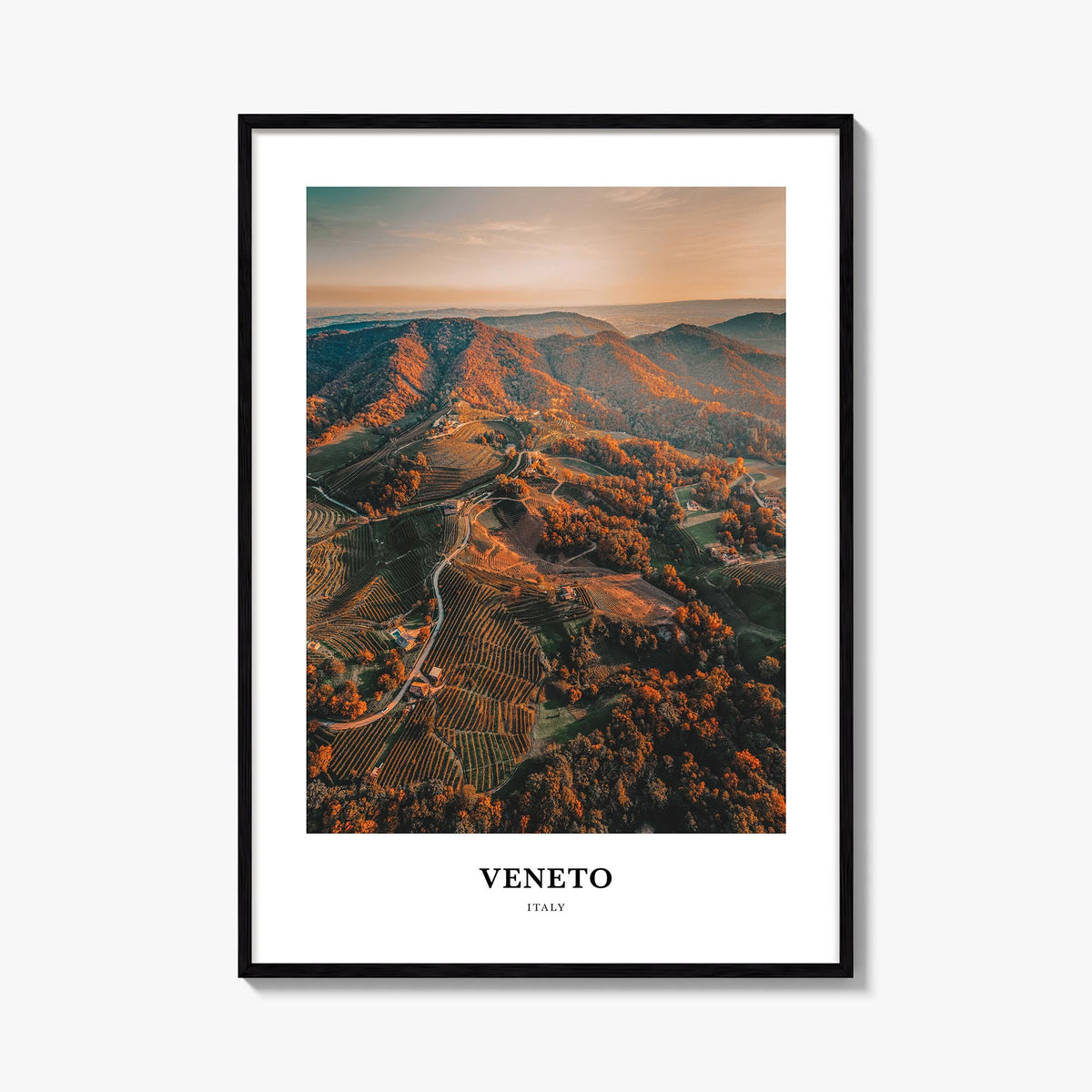 Veneto colorful classic poster of Italy – vertical wall art, unframed print shown in interior mockup