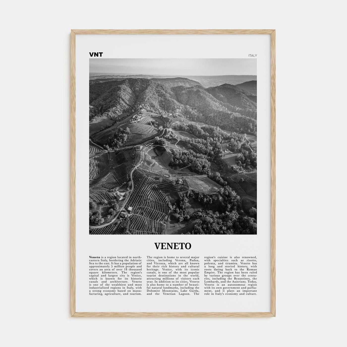 Veneto Poster Natural Wood / 8x12 in Nbourhood Travel B&W Poster