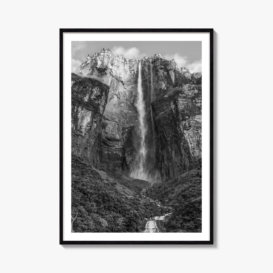 Venezuela black & white photo poster of South America – vertical wall art, unframed print shown in interior mockup