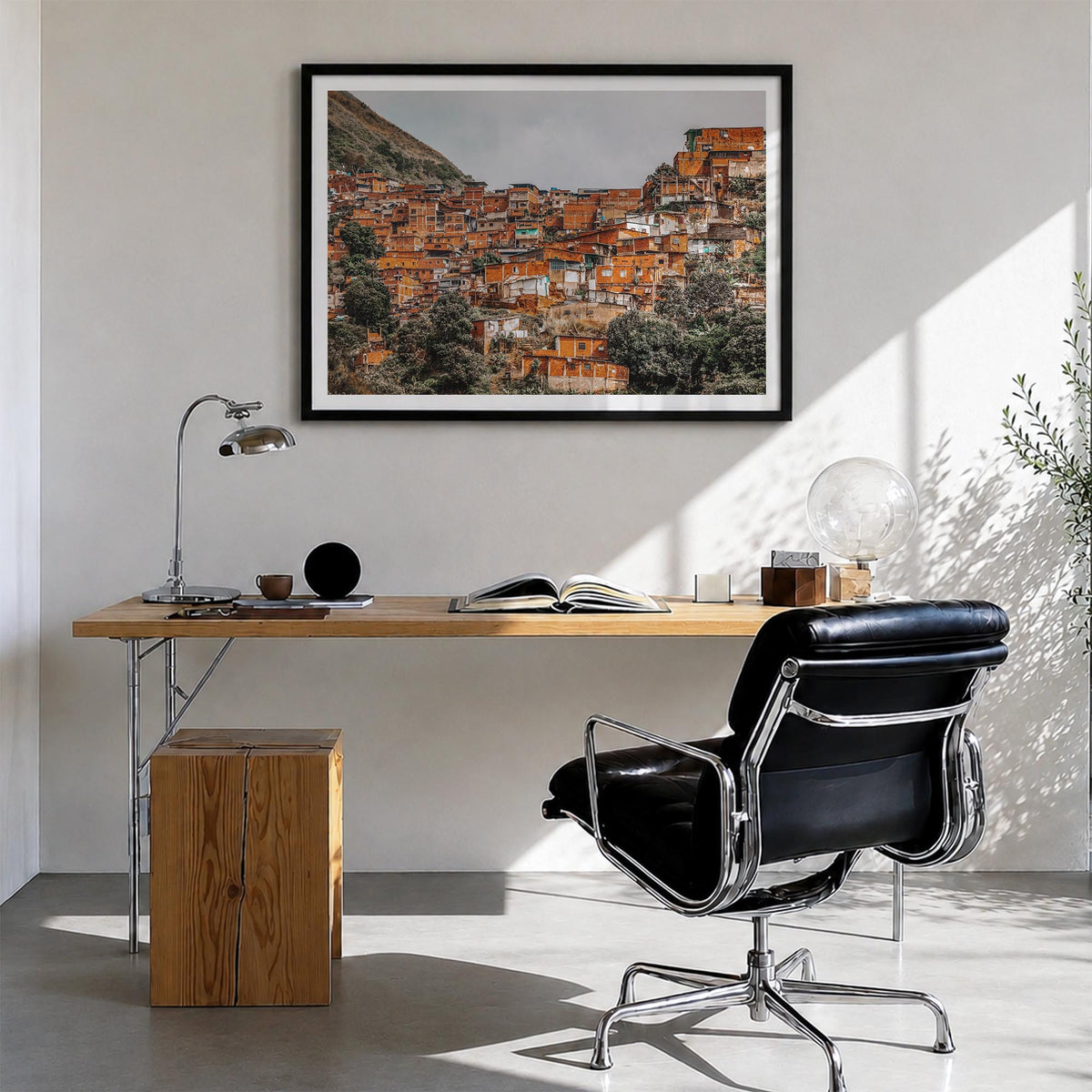 Venezuela colorful photo poster of South America – horizontal wall art in black wood frame with white border, hanging on wall