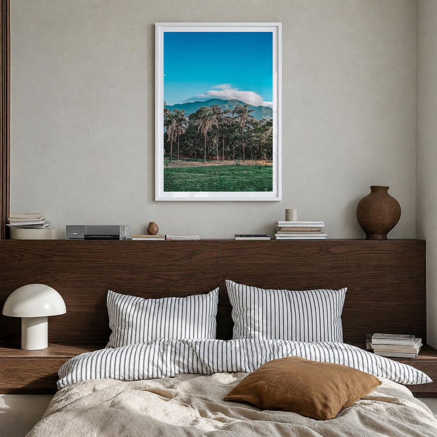 Venezuela colorful photo poster of South America – vertical wall art in white wood frame with white border, hanging on wall