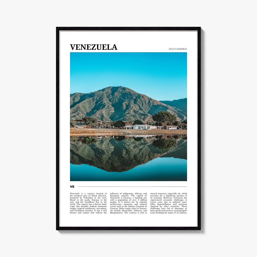 Venezuela no. 1 colorful travel poster of South America – vertical wall art, unframed print shown in interior mockup