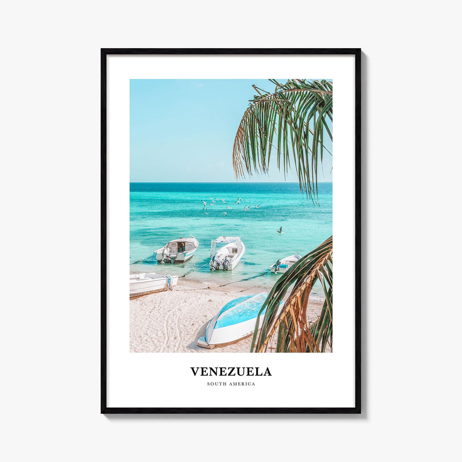 Venezuela no. 2 colorful classic poster of South America – vertical wall art, unframed print shown in interior mockup