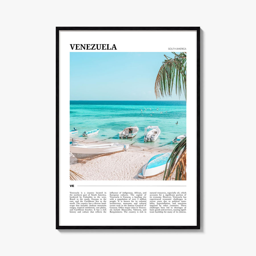 Venezuela no. 2 colorful travel poster of South America – vertical wall art, unframed print shown in interior mockup