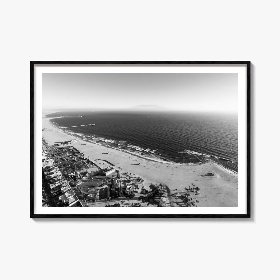 Venice Beach black & white photo poster of Los Angeles, California – horizontal wall art, unframed print shown in interior mo