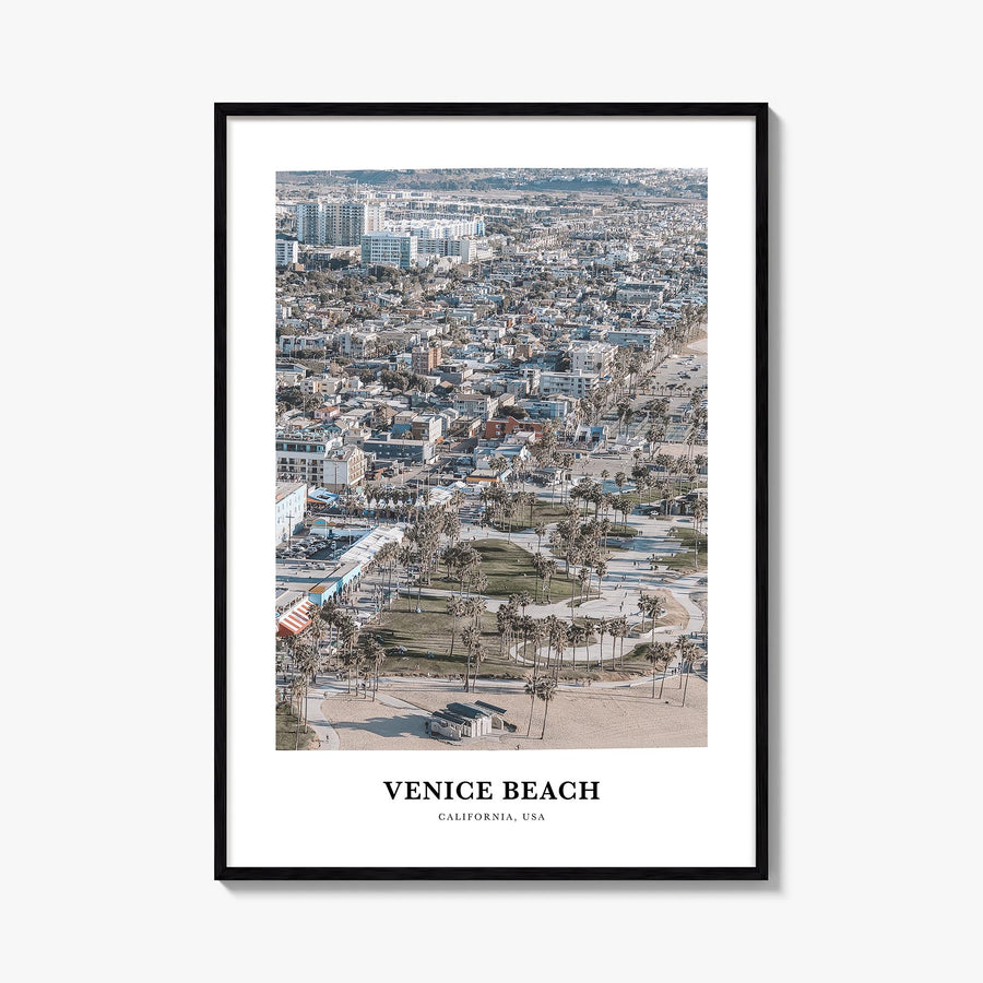 Venice Beach colorful classic poster of Los Angeles, California – vertical wall art, unframed print shown in interior mockup