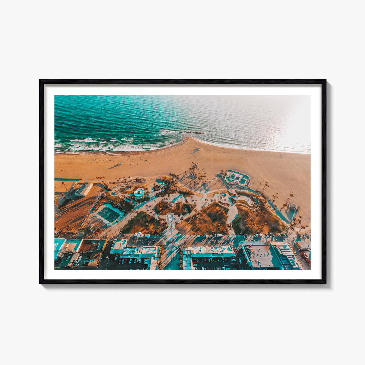 Venice Beach colorful photo poster of Los Angeles, California – horizontal wall art, unframed print shown in interior mockup