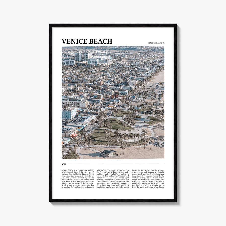 Venice Beach colorful travel poster of Los Angeles, California – vertical wall art, unframed print shown in interior mockup