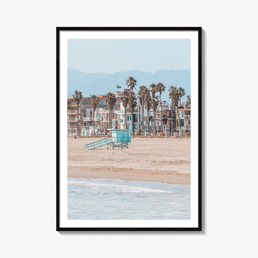 Venice Beach no. 1 colorful photo poster of Los Angeles, California – vertical wall art, unframed print shown in interior moc