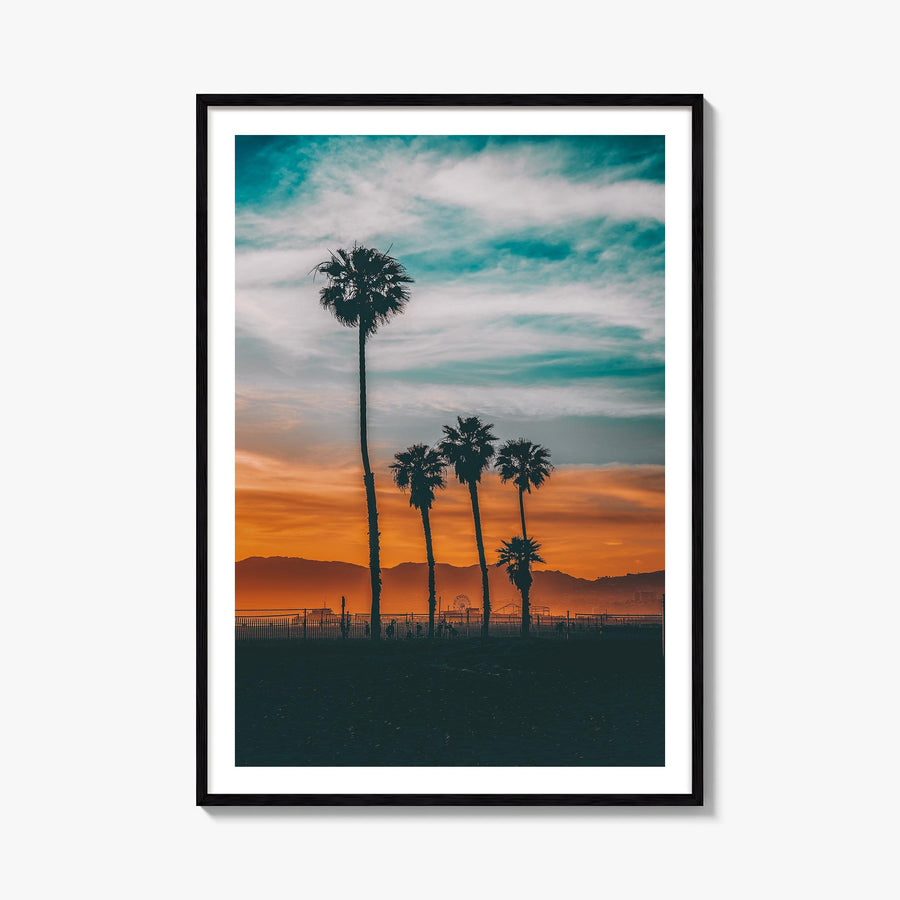 Venice Beach no. 3 colorful photo poster of Los Angeles, California – vertical wall art, unframed print shown in interior moc