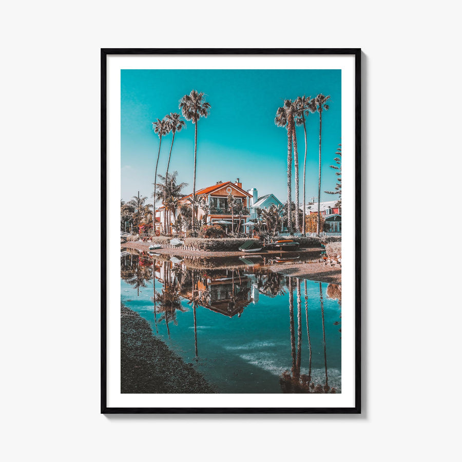 Venice Beach no. 4 colorful photo poster of Los Angeles, California – vertical wall art, unframed print shown in interior moc
