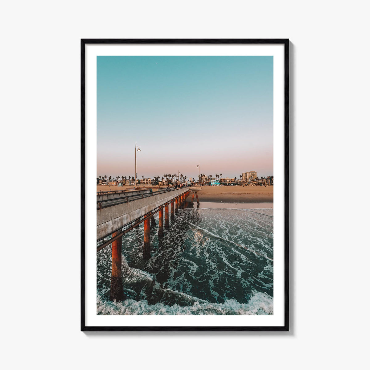 Venice Beach no. 5 colorful photo poster of Los Angeles, California – vertical wall art, unframed print shown in interior moc