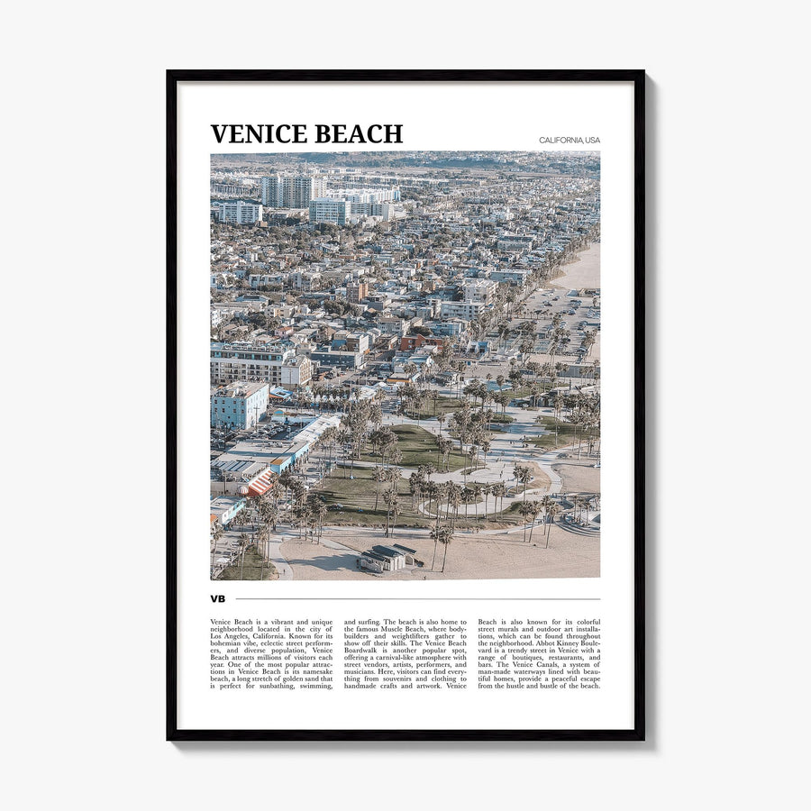 Venice Beach Travel Poster, framed poster mockup