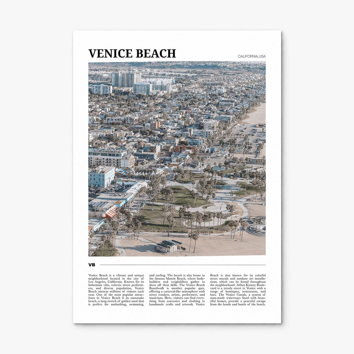 Venice Beach Travel Poster, print only (unframed)