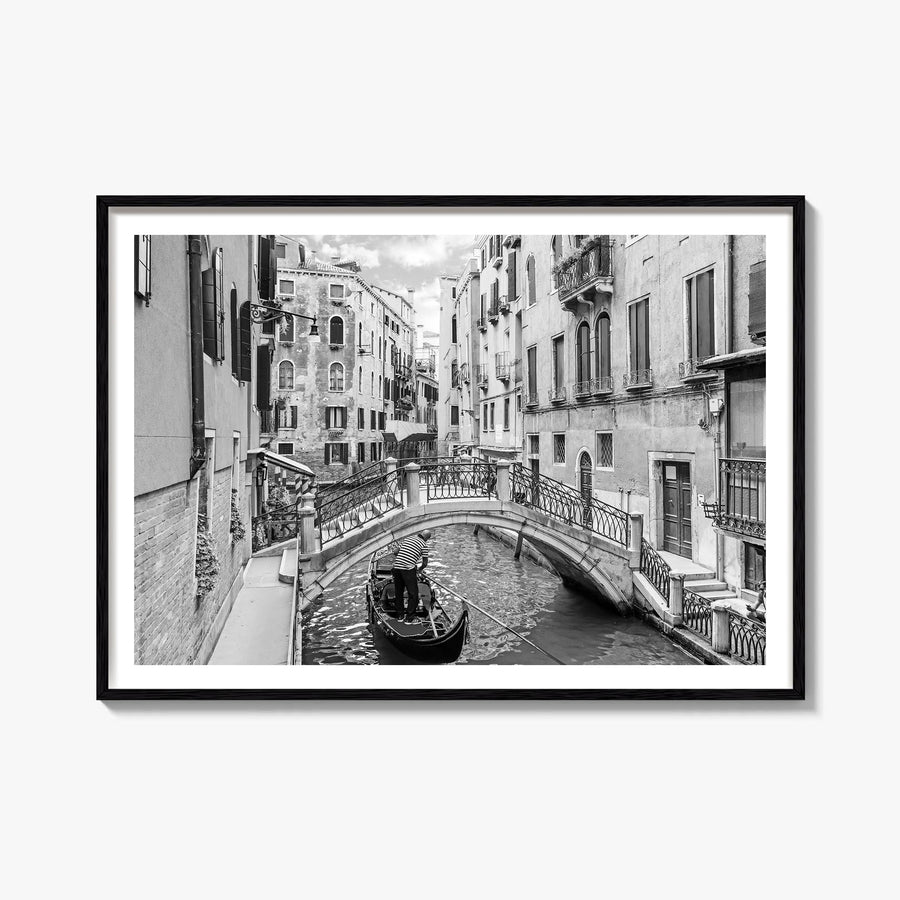 Venice black & white photo poster of Italy – horizontal wall art, unframed print shown in interior mockup