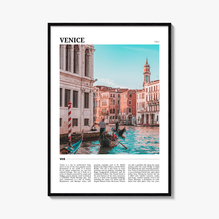 Venice colorful travel poster of Italy – vertical wall art, unframed print shown in interior mockup