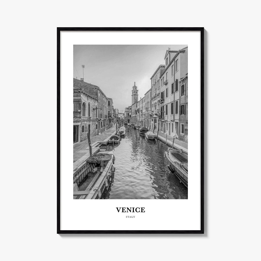 Venice no. 1 black & white classic poster of Italy – vertical wall art, unframed print shown in interior mockup