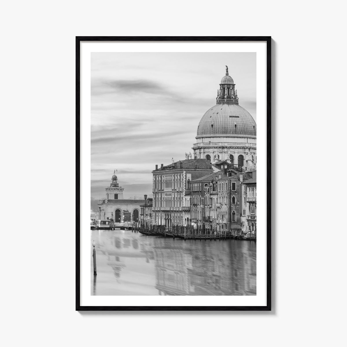 Venice no. 1 black & white photo poster of Italy – vertical wall art, unframed print shown in interior mockup