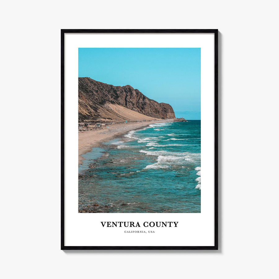 Ventura County colorful classic poster of California, USA – vertical wall art, unframed print shown in interior mockup