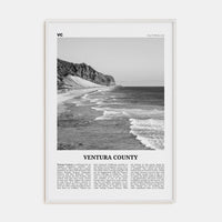 Ventura County Poster White Wood / 8x12 in Nbourhood Travel B&W Poster