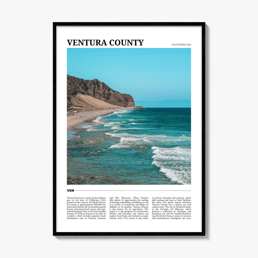 Ventura County Travel Poster, framed poster mockup