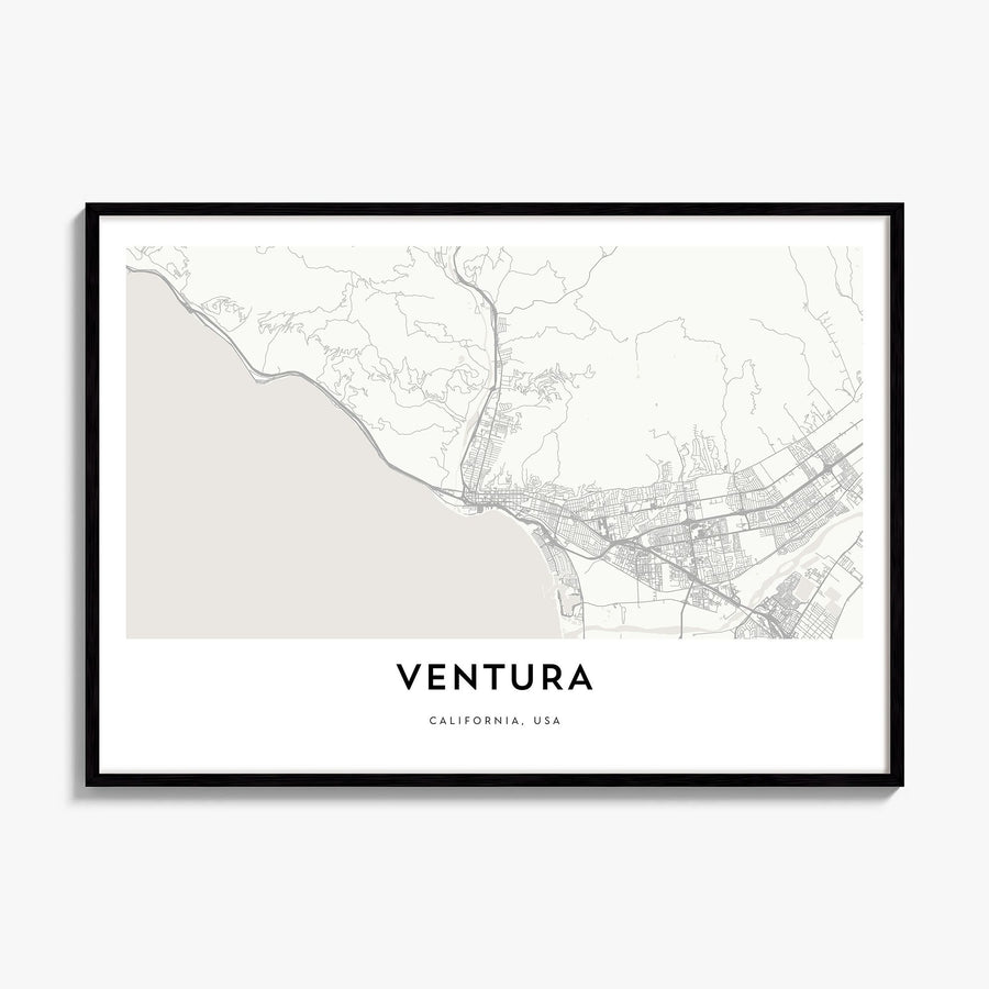 Ventura Map Poster, framed poster mockup