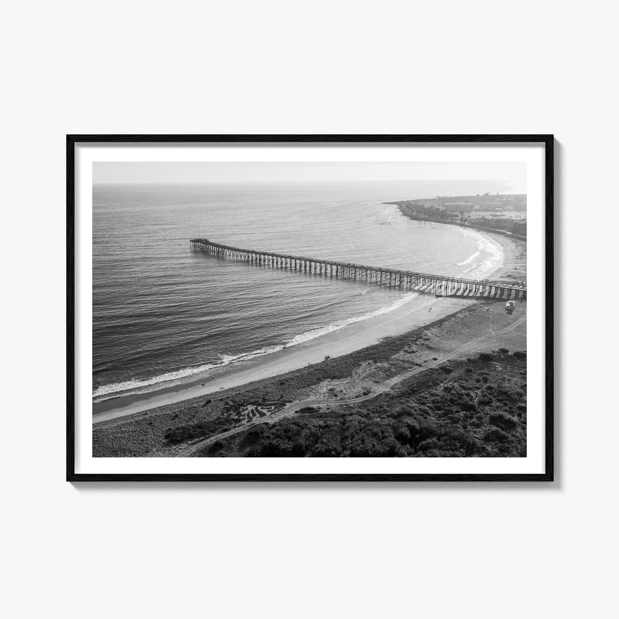 Ventura no. 1 black & white photo poster of California, USA – horizontal wall art, unframed print shown in interior mockup