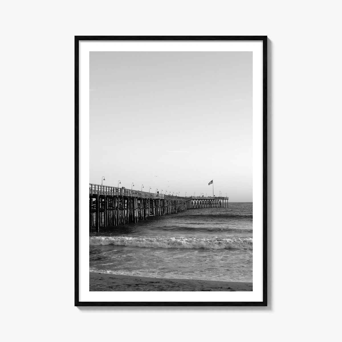 Ventura no. 1 black & white photo poster of California, USA – vertical wall art, unframed print shown in interior mockup