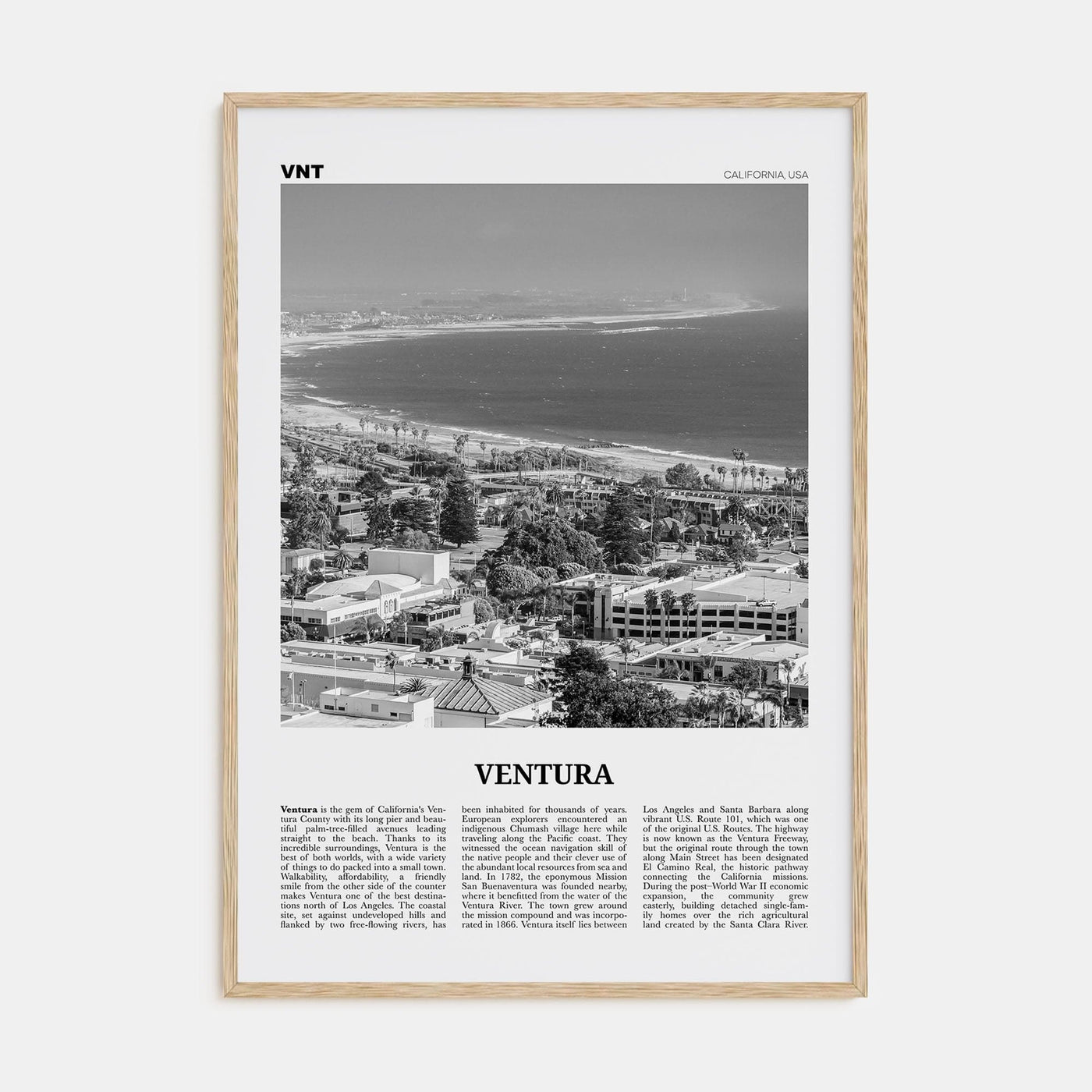 Ventura No 1 Poster Natural Wood / 8x12 in Nbourhood Travel B&W Poster