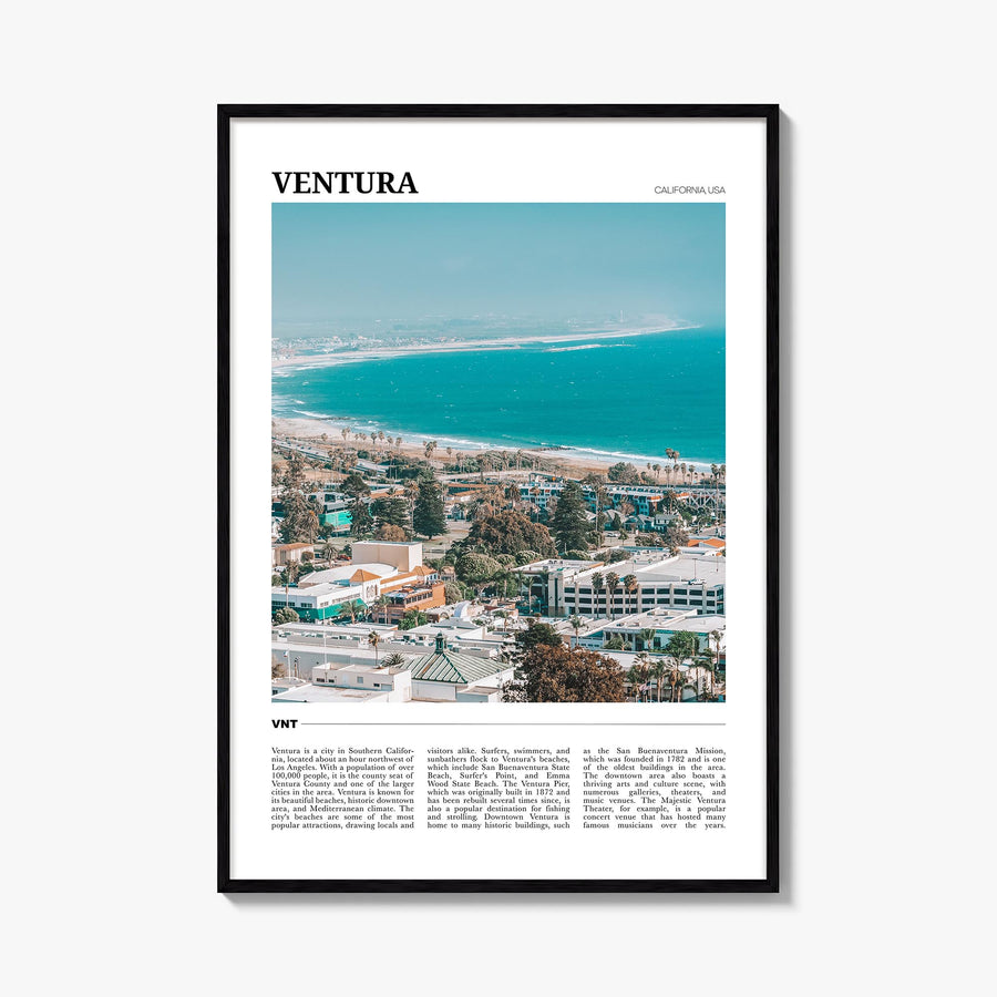 Ventura no. 2 colorful travel poster of California, USA – vertical wall art, unframed print shown in interior mockup