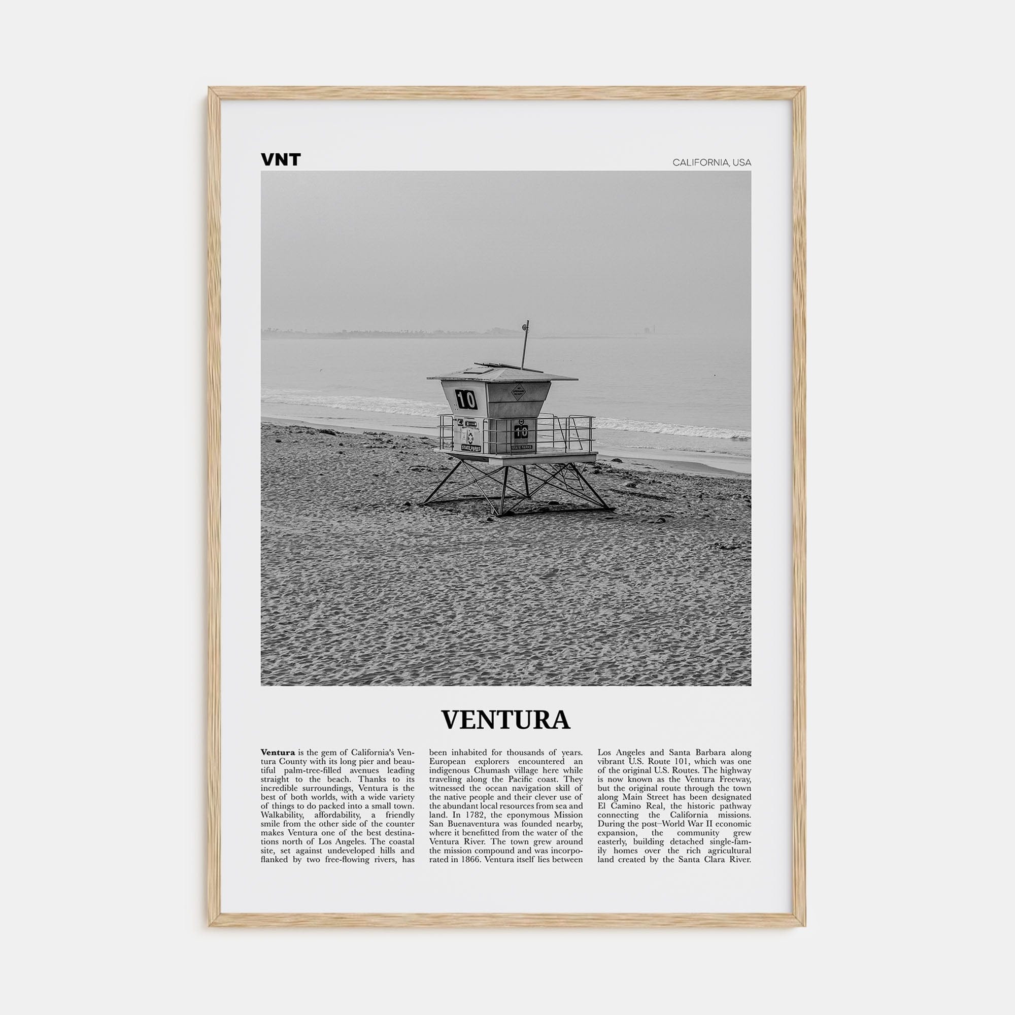 Ventura No 2 Poster Natural Wood / 8x12 in Nbourhood Travel B&W Poster