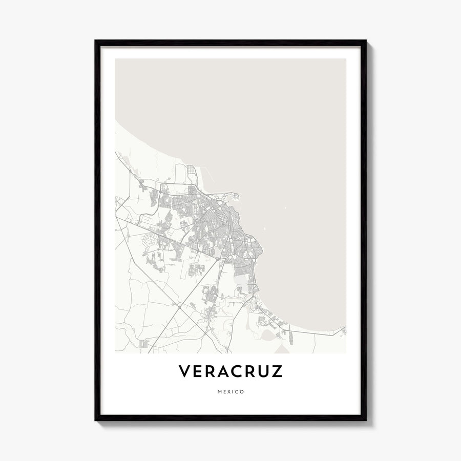 Veracruz Map Poster, framed poster mockup